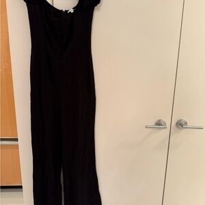 Ruffle Black Chiffon Jumpsuit